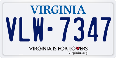 VA license plate VLW7347