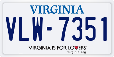 VA license plate VLW7351