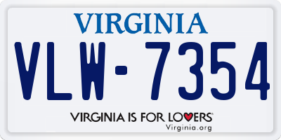 VA license plate VLW7354