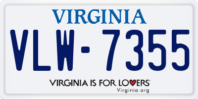 VA license plate VLW7355