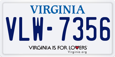 VA license plate VLW7356