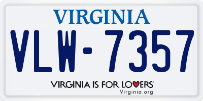 VA license plate VLW7357