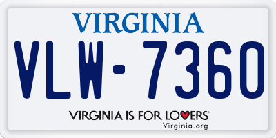 VA license plate VLW7360