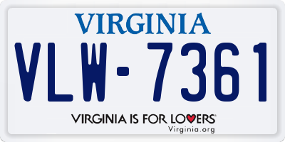 VA license plate VLW7361