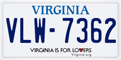 VA license plate VLW7362