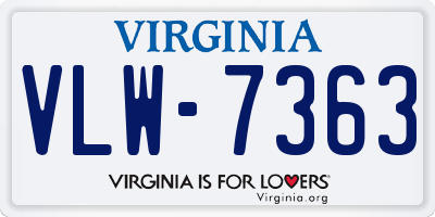 VA license plate VLW7363