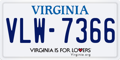 VA license plate VLW7366