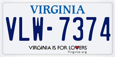 VA license plate VLW7374