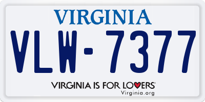 VA license plate VLW7377