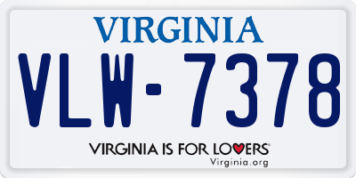 VA license plate VLW7378