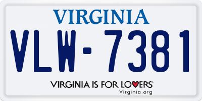 VA license plate VLW7381