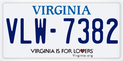 VA license plate VLW7382