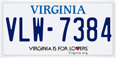 VA license plate VLW7384