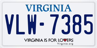 VA license plate VLW7385