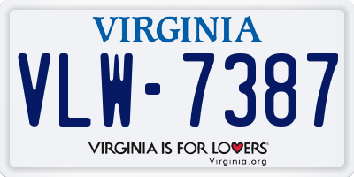 VA license plate VLW7387