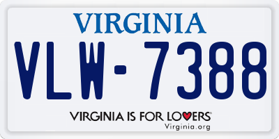 VA license plate VLW7388