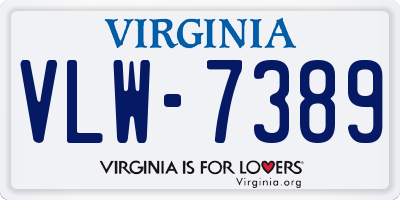 VA license plate VLW7389