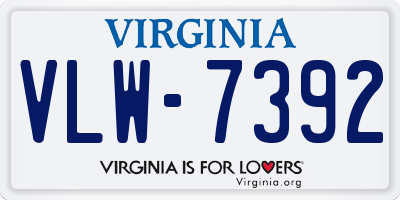 VA license plate VLW7392