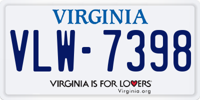 VA license plate VLW7398