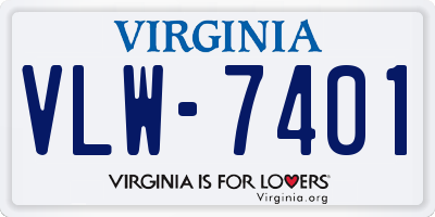 VA license plate VLW7401