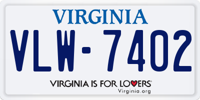 VA license plate VLW7402