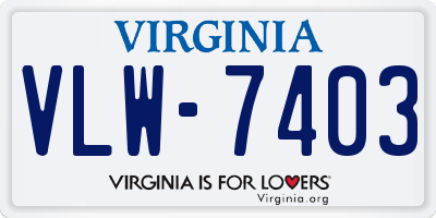 VA license plate VLW7403