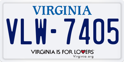 VA license plate VLW7405