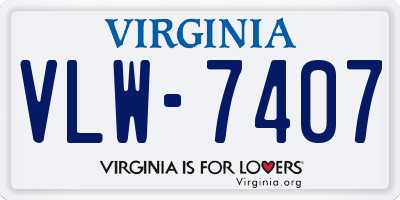 VA license plate VLW7407