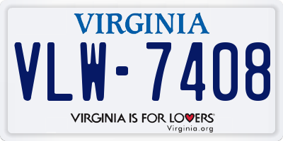 VA license plate VLW7408