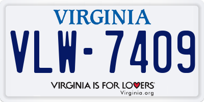 VA license plate VLW7409