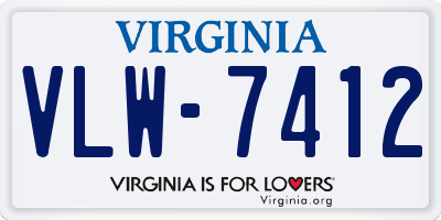 VA license plate VLW7412