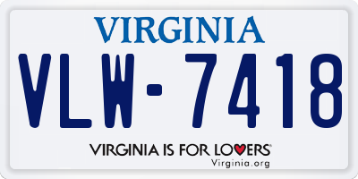 VA license plate VLW7418