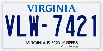 VA license plate VLW7421