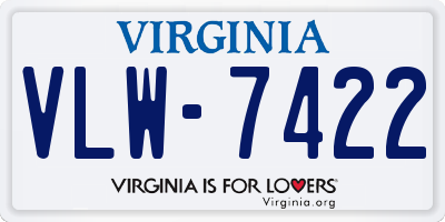 VA license plate VLW7422