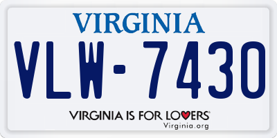 VA license plate VLW7430