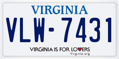 VA license plate VLW7431