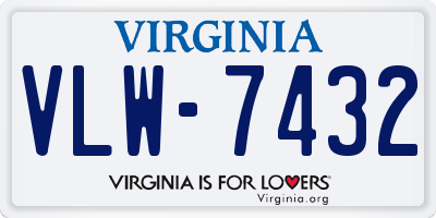 VA license plate VLW7432