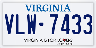 VA license plate VLW7433