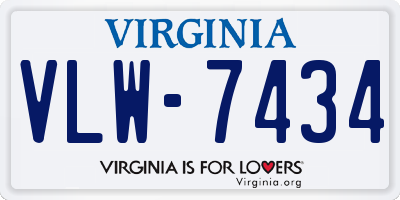 VA license plate VLW7434