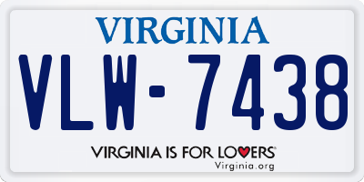 VA license plate VLW7438