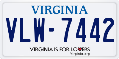 VA license plate VLW7442