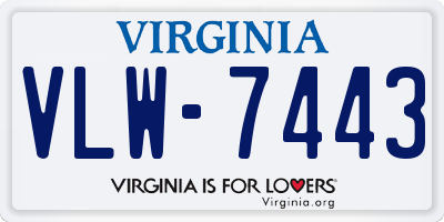 VA license plate VLW7443