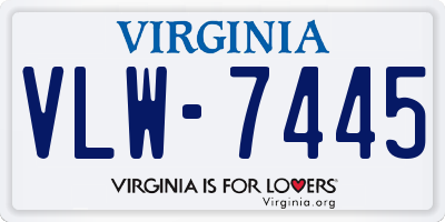 VA license plate VLW7445