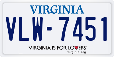 VA license plate VLW7451