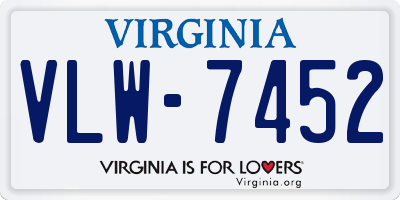 VA license plate VLW7452