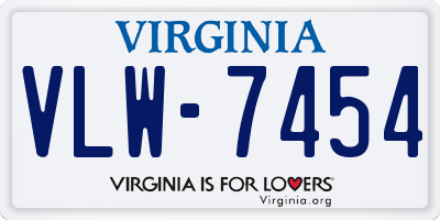 VA license plate VLW7454