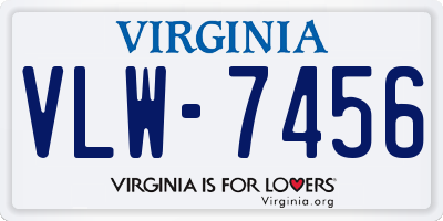 VA license plate VLW7456