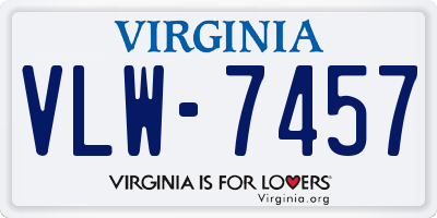 VA license plate VLW7457