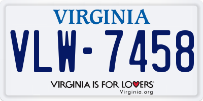 VA license plate VLW7458