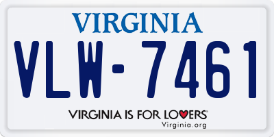 VA license plate VLW7461